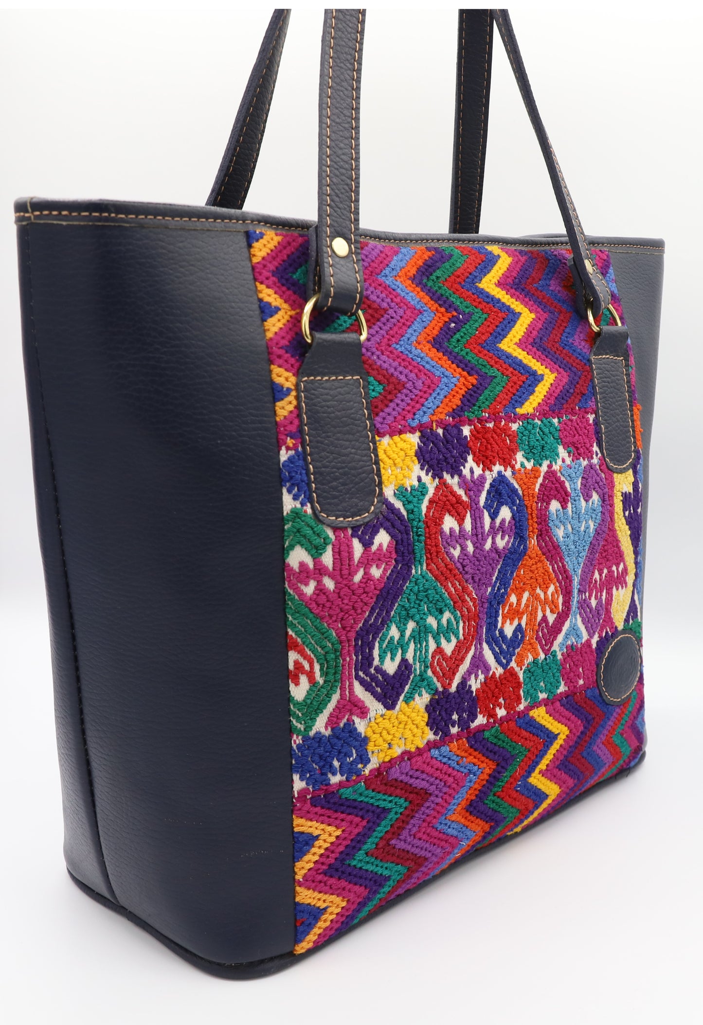 Bolso grande de cuero azul oscuro